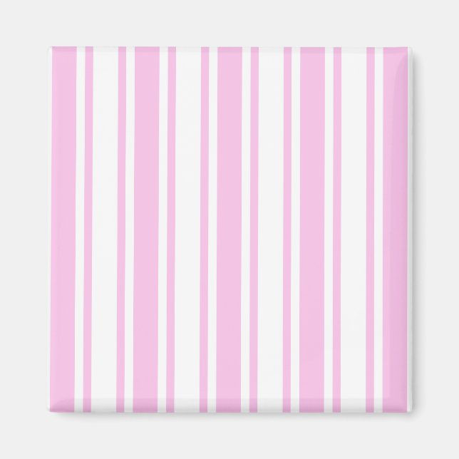Aimant Bandes de bonbons rose clair et blanc (Devant)