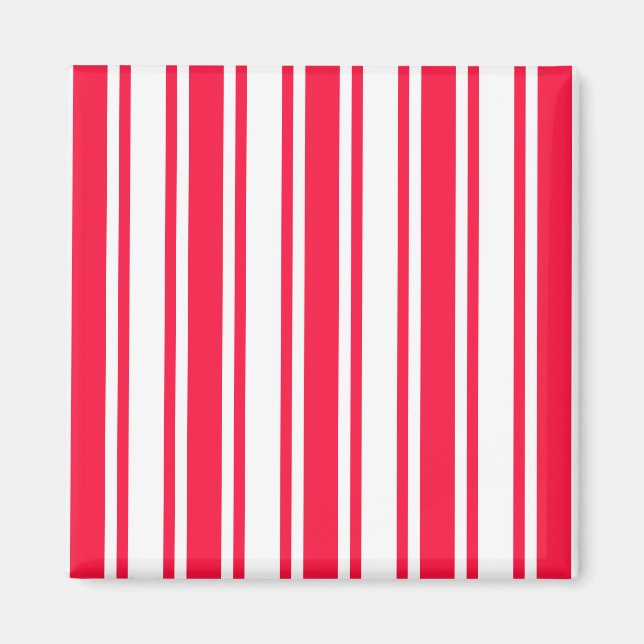 Aimant Bandes de bonbons rouges et blancs (Devant)