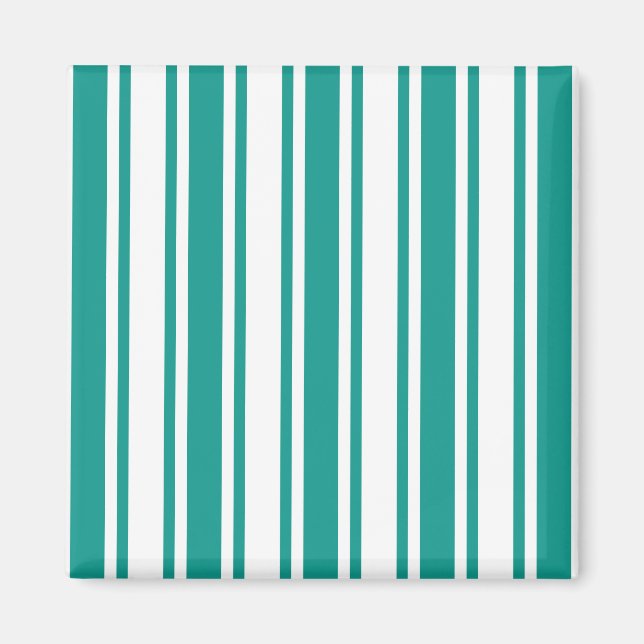 Aimant Bandes de bonbons turquoises et blanches (Devant)