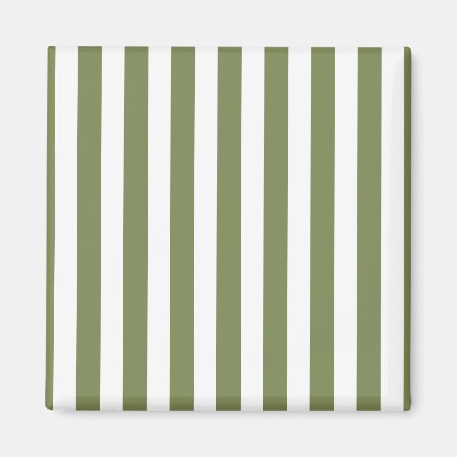Aimant Bandes de bonbons vert olive et blanc (Devant)