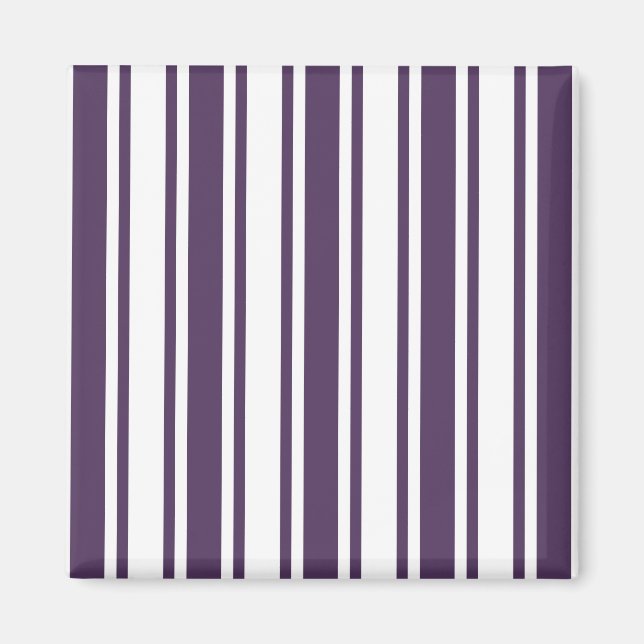 Aimant Bandes de bonbons violettes foncées et blanches (Devant)
