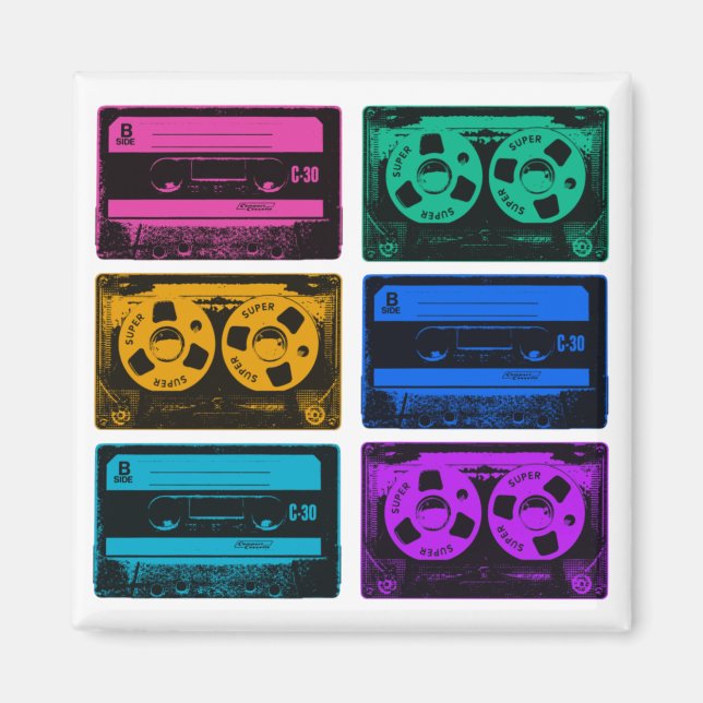 Aimant Bandes de cassettes colorées rétro (Devant)
