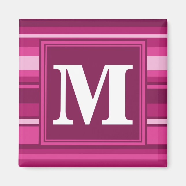 Aimant Bandes de monogramme fuchsia (Devant)