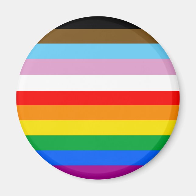 Aimant Bandes du drapeau de progrès LGBTQ+ (Devant)