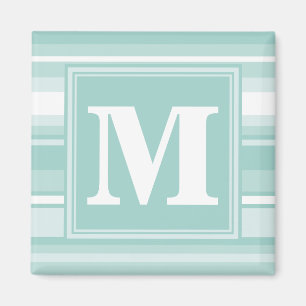 Aimant Bandes vertes de menthe monogramme