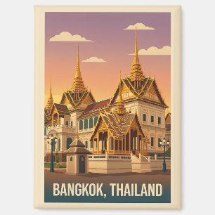 Aimant Bangkok Grand Palace Night Vintage Travel Poster
