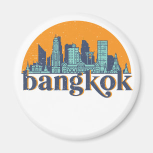 Aimant Bangkok Thaïlande Retro City Skyline Cityscape Art
