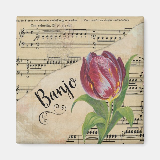 Aimant Banjo Elegant Tulip Partition Vintage (Devant)
