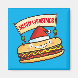 Aimant Bannière de hotdog de Noël mignon personnalisable