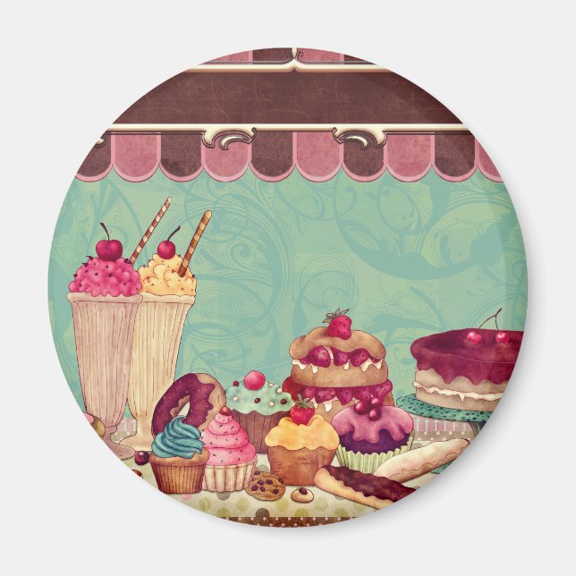 Aimant Bannière des signes de la fête du gâteau de cupcak (Devant)