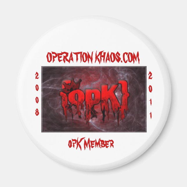 Aimant bannière opk, OPÉRATION KHAOS.COM, membre opK, 20. (Devant)