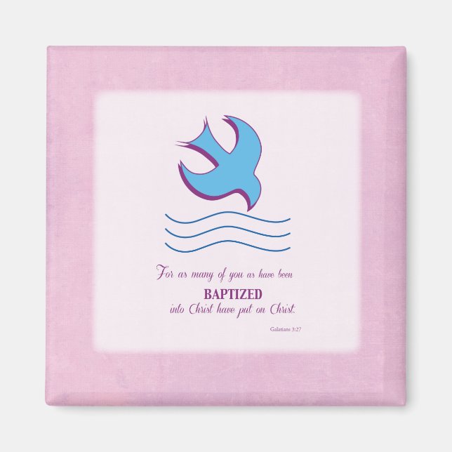 Aimant Baptême adulte sur rose (Devant)