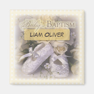 Aimant Baptême de bébé Neutre, Nom personnalisable, Liam