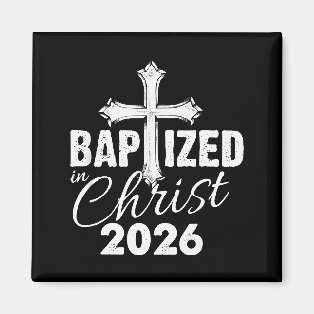 Aimant Baptisé en Christ 2026 - Salut Croix Chrétienne (Devant)