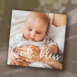 Aimant Baptism Simple Modern Heart Baby Photo<br><div class="desc">This simple and modern design is composed of serif typography and add a custom photo,  add baby's name and month and year of baptism</div>