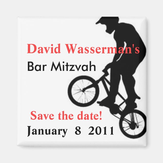 Aimant Bar Mitzvah BMX Enregistrer la date (Devant)