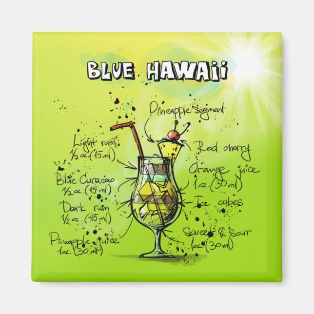 Aimant Bar Tropical Cocktail Recette (Devant)