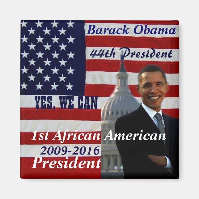 Aimant Barack Obama, 1er président afro-américain_Magnet (Devant)