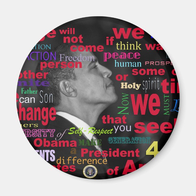 Aimant Barack Obama Change citation (Devant)