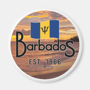 Aimant "Barbados Est. Coucher de soleil de 1966 avec drap