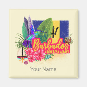 Aimant Barbados Retro Caraïbes Vintage Island Souvenir