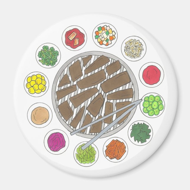 Aimant Barbecue coréen Barbecue rôti Bulgogi Banchan (Devant)