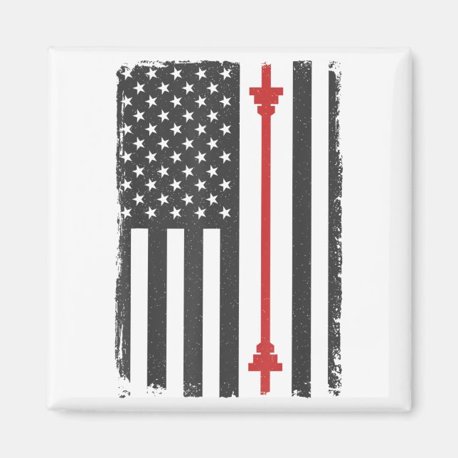 Aimant Barbell American Flag Gym Workout Tee Usa Motivati (Devant)