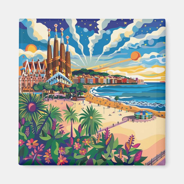 Aimant Barcelona, Park Guell, Sagrada Familia, Souvenir (Devant)