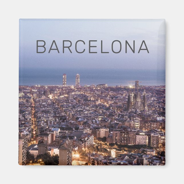 Aimant Barcelone Catalogne Sunset Skyline Espagne Citysca (Devant)