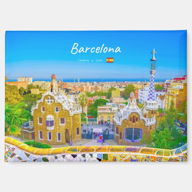 Aimant Barcelone, Espagne - Parc Guell Mosaïque Gaudi (Recto)