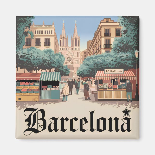 Aimant Barcelone Espagne vintage (Devant)