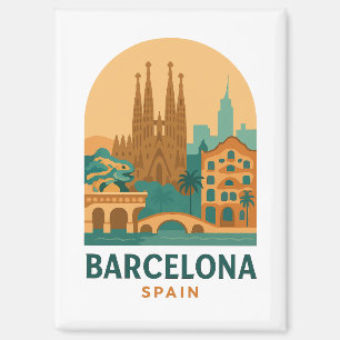 Aimant Barcelone Vintage Espagne Voyage Sagrada Familia