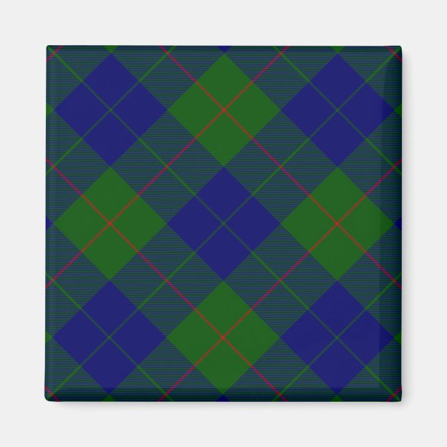 Aimant Barclay tartan bleu vert plaid (Devant)