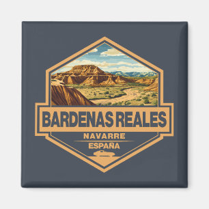 Aimant Bardenas Reales Espagne Travel Art Badge