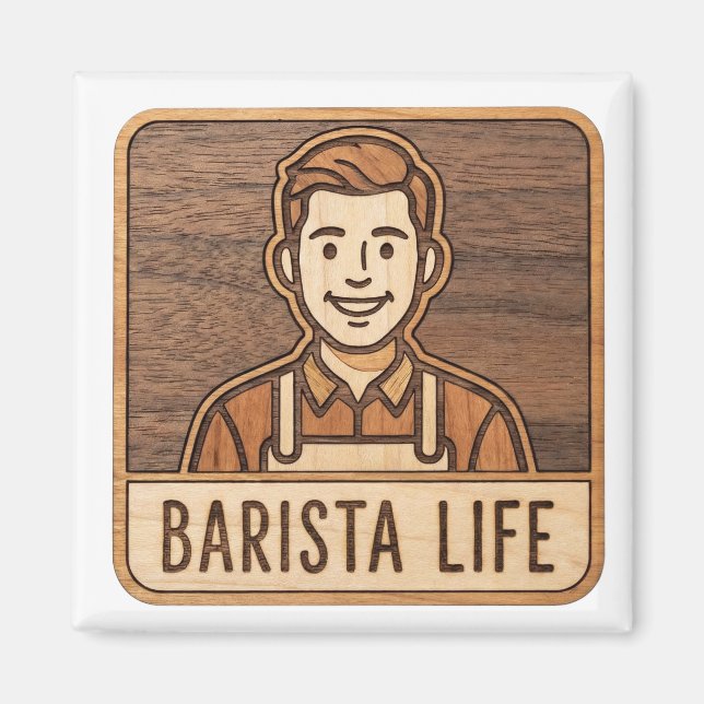 Aimant Barista Life en Bois (Devant)