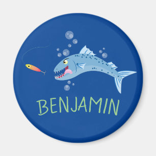 Aimant Barracuda, dessin animé de pêche affamé