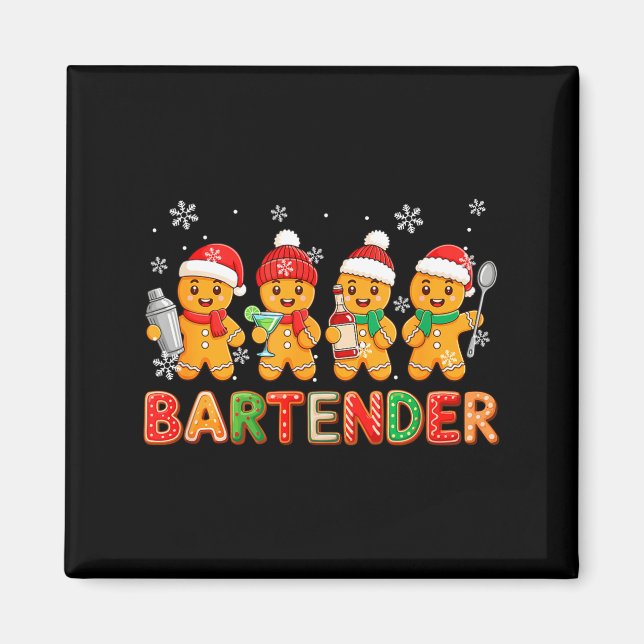 Aimant Bartender Job Group Santa Gingerbreads Xmas Cookie (Devant)