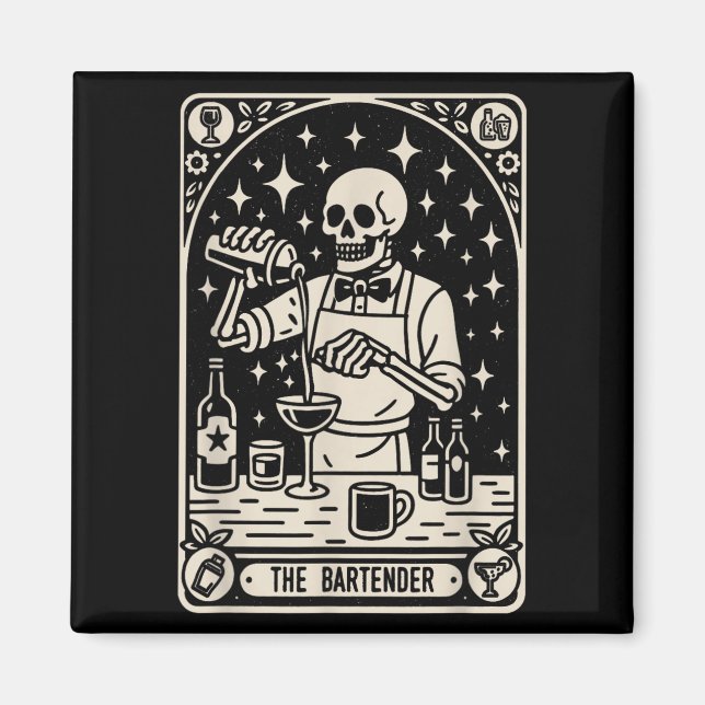 Aimant Bartender Tarot Card Halloween Mixologue Barm (Devant)