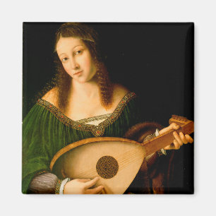 Aimant Bartolomeo Veneto Lady Jouer Lute Portrait Art