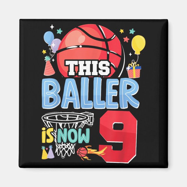Aimant Basball Bball 9e anniversaire Ce Baller a maintena (Devant)