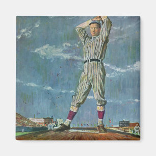 Aimant Base-ball vintage, lanceur dans un match de baseba