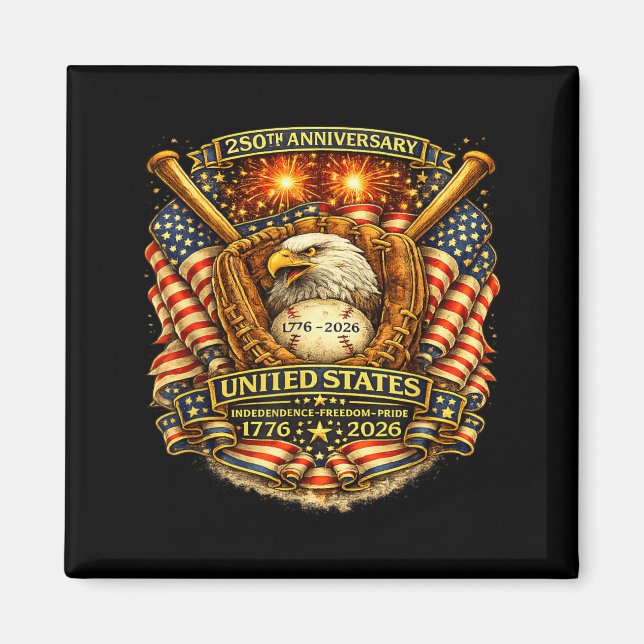Aimant Baseball 250 Ans 1776-2026 250e Anniversaire 4 (Devant)