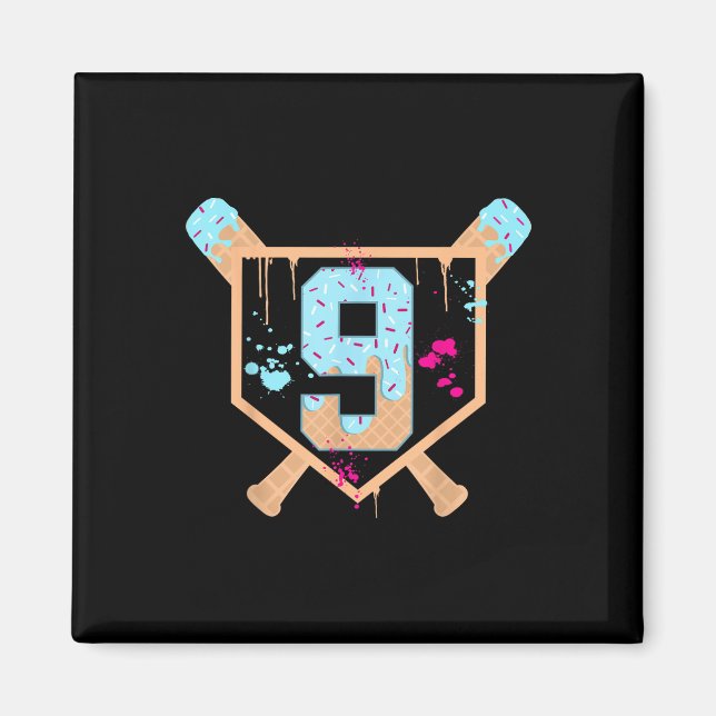 Aimant Baseball 9 année Old Ice Cream Driam 9th Birthday  (Devant)