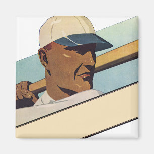 Aimant Baseball Batteur Vintage Sport, Art Stylisé