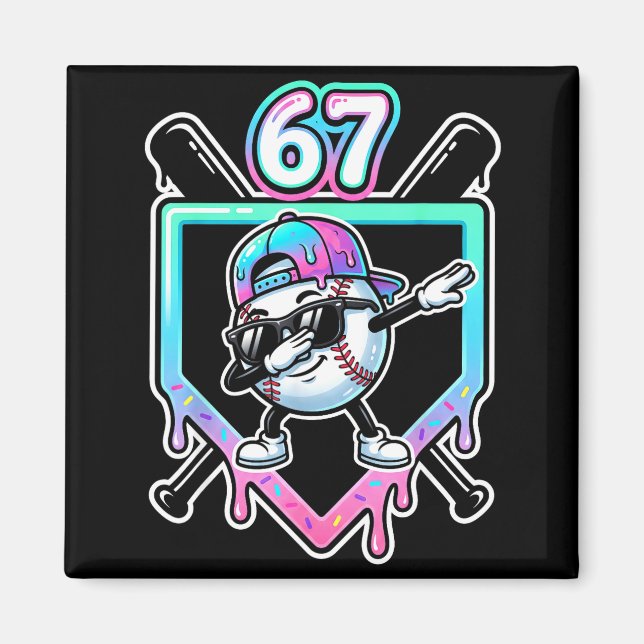Aimant Baseball Crème Glacée Drip 67 Joueur Dabbing Six S (Devant)