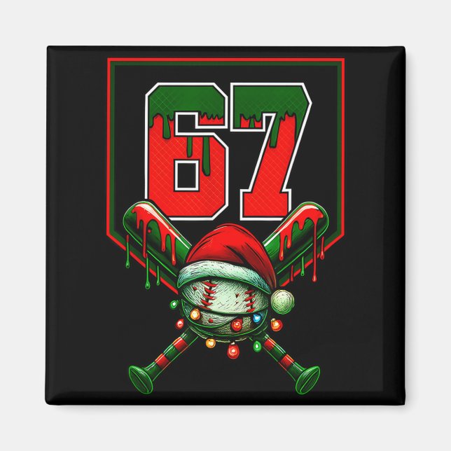 Aimant Baseball de Noël Drip Numéro 67 Joueur Ou 67e B (Devant)