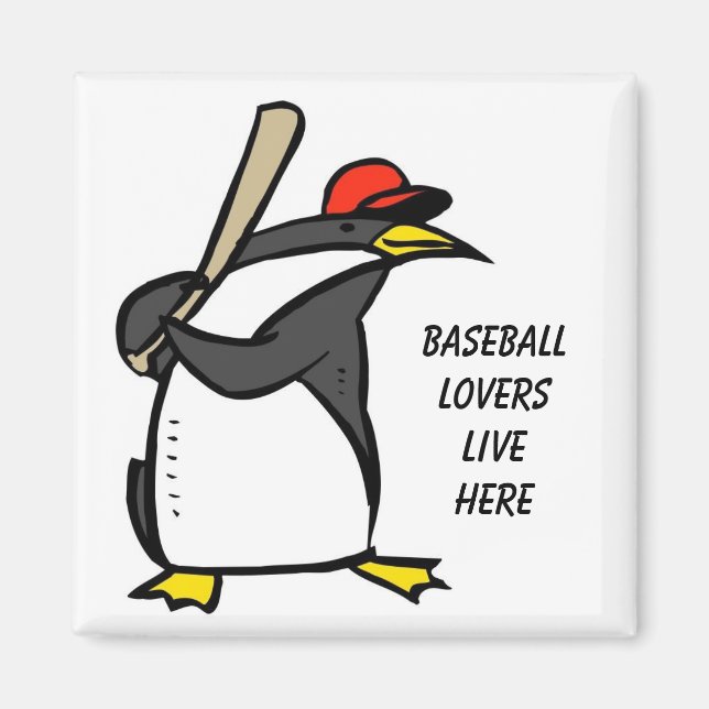 Aimant baseball de pingouin, amateurs de baseball vivent  (Devant)