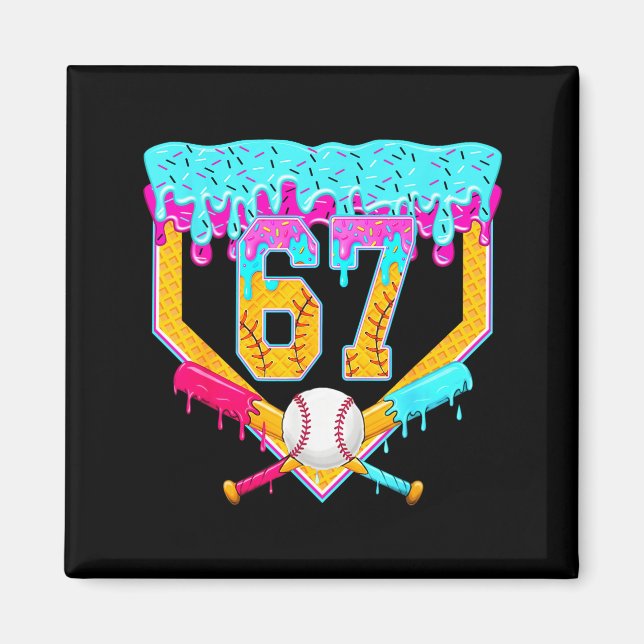 Aimant Baseball Drip Ice Cream Number 67 Player Or 67th B (Devant)