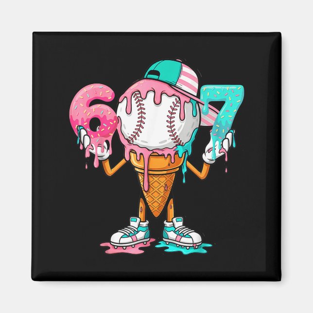 Aimant Baseball Drip Numéro 67 Joueur Ou 67e Anniversaire (Devant)