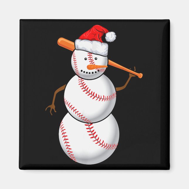 Aimant Baseball Fan Snowman Funny Christmas Gift  (Devant)